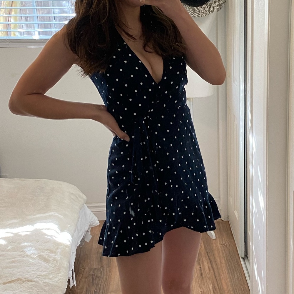 Reformation linen polka dot dress XS